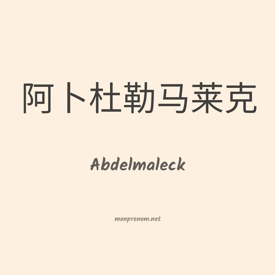 Abdelmaleck en chinois