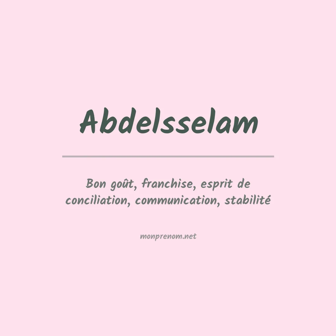 Signification du prénom Abdelsselam
