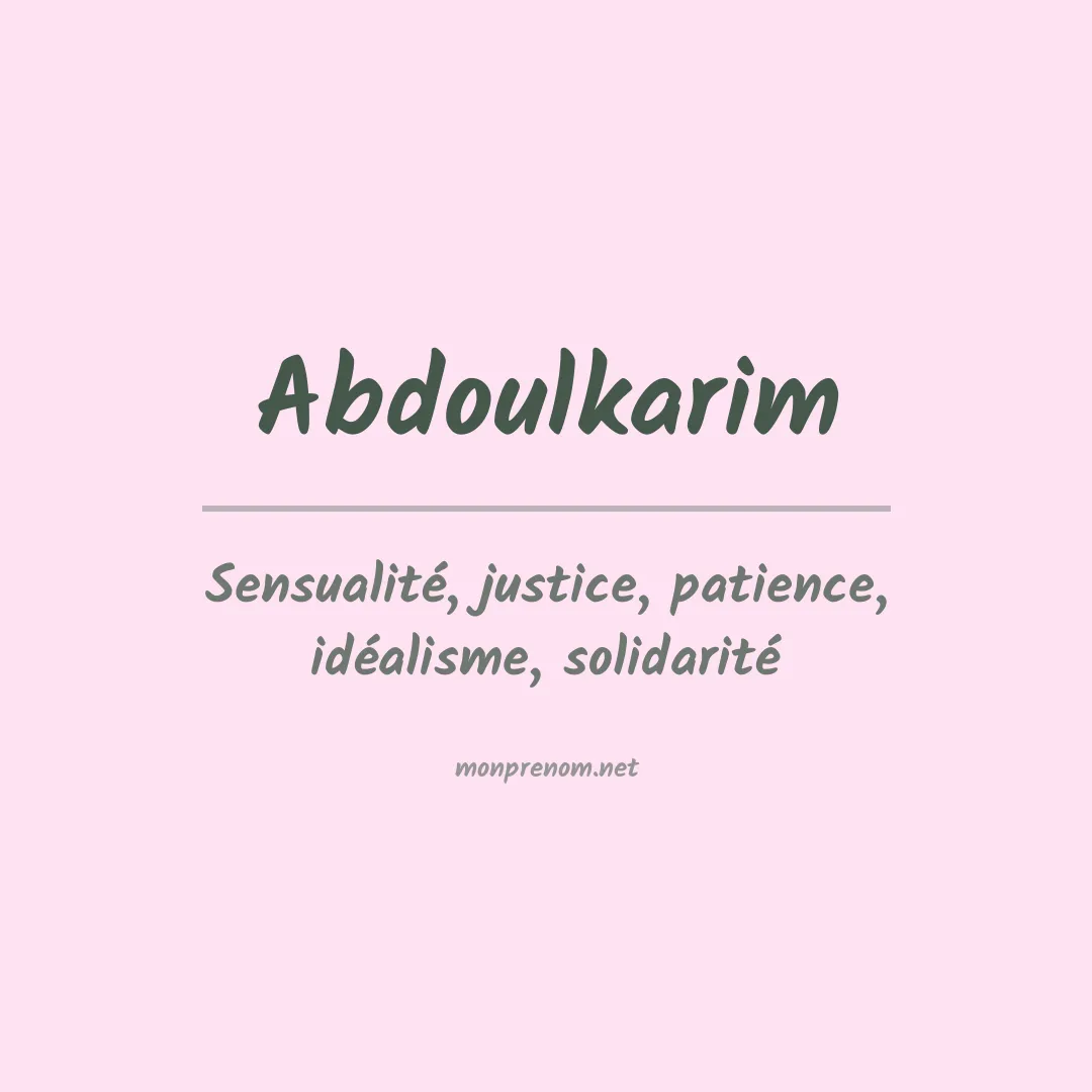 Signification du prénom Abdoulkarim