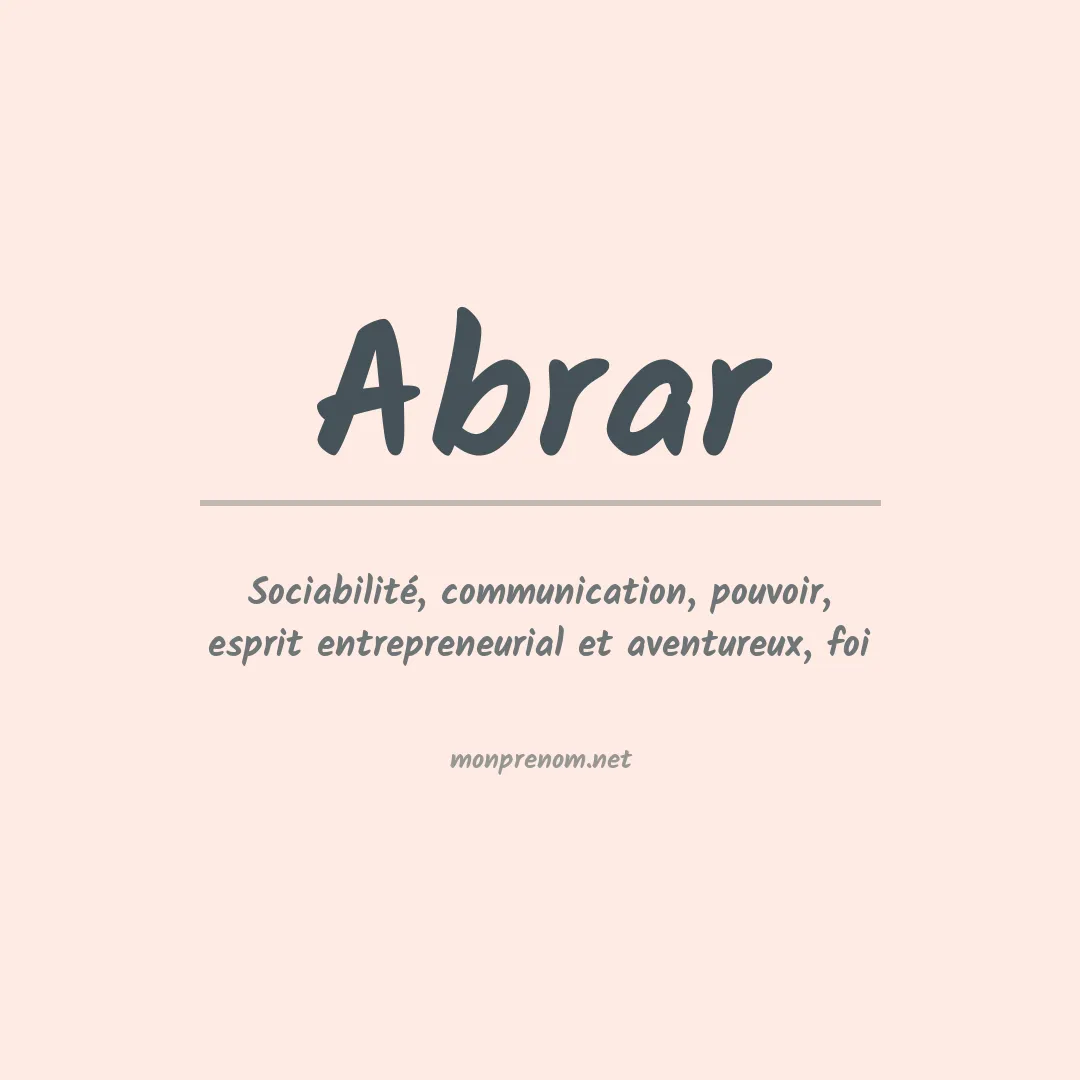 Signification du prénom Abrar
