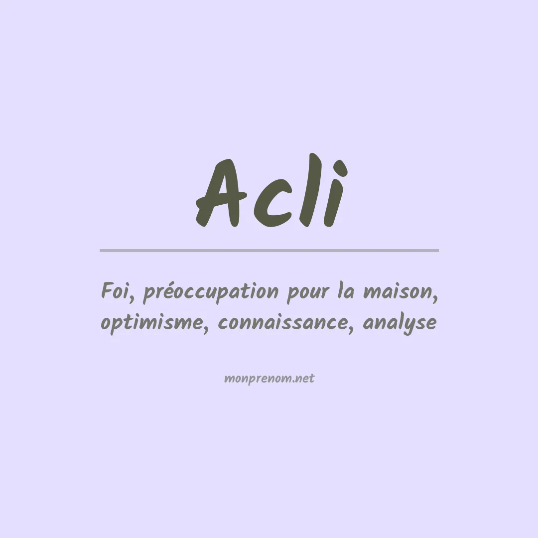 Signification du prénom Acli
