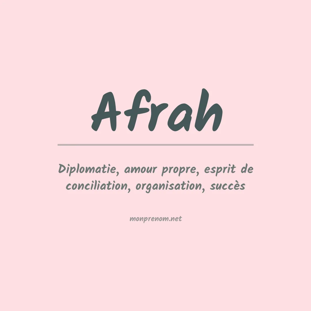 Signification du prénom Afrah