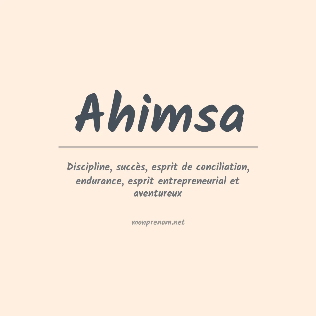 Signification du prénom Ahimsa