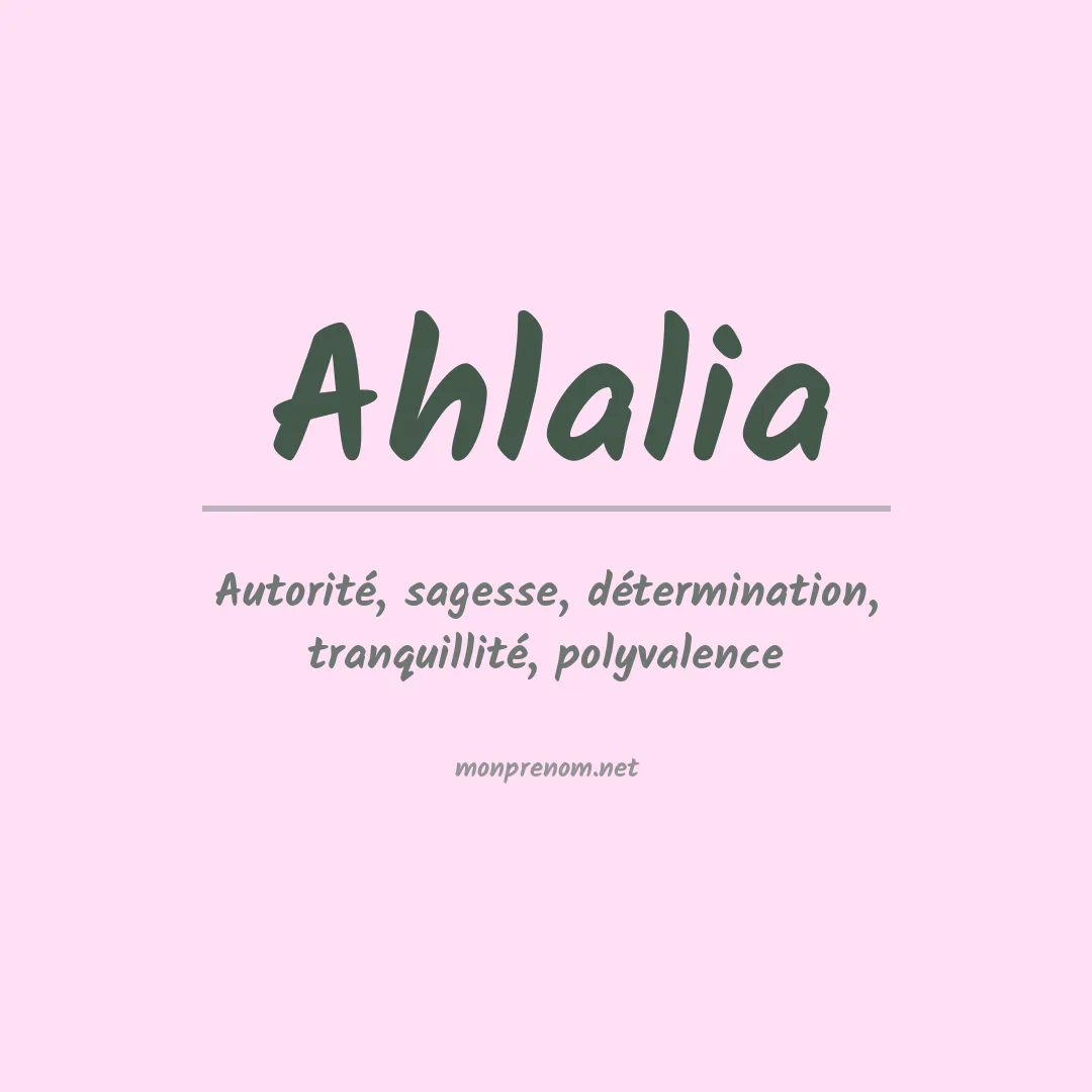Prénom Ahlalia