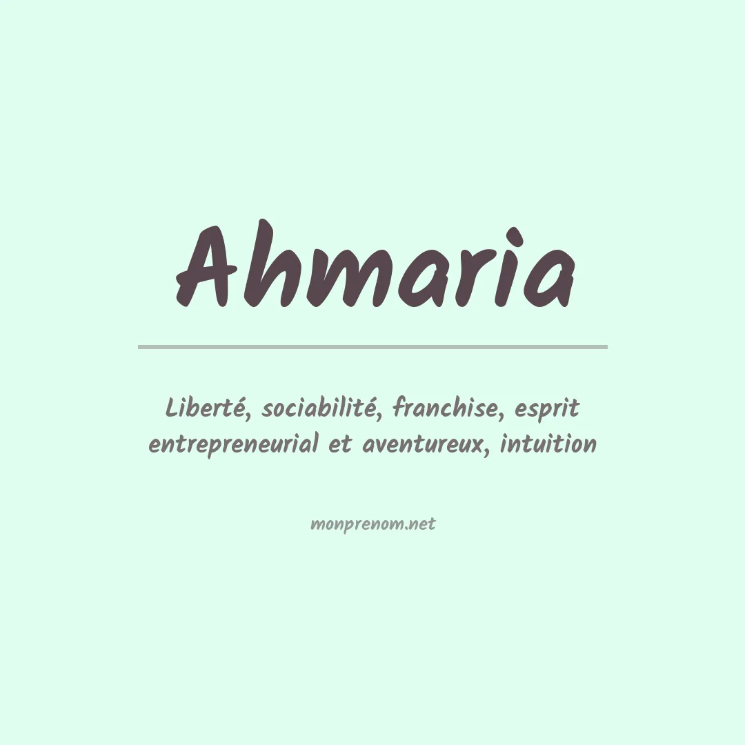 Signification du prénom Ahmaria