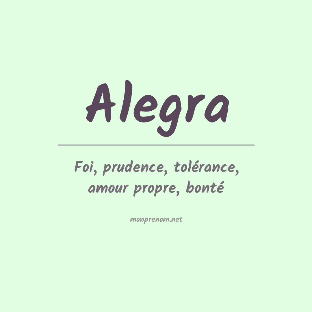 Signification du prénom Alegra