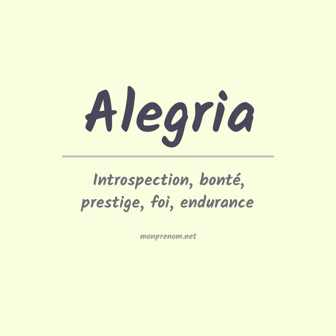 Signification du prénom Alegria