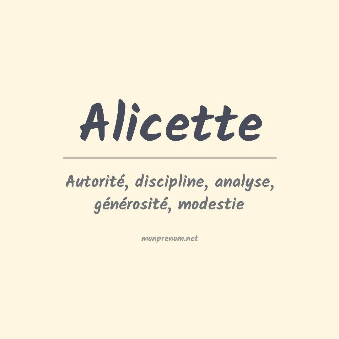 Signification du prénom Alicette