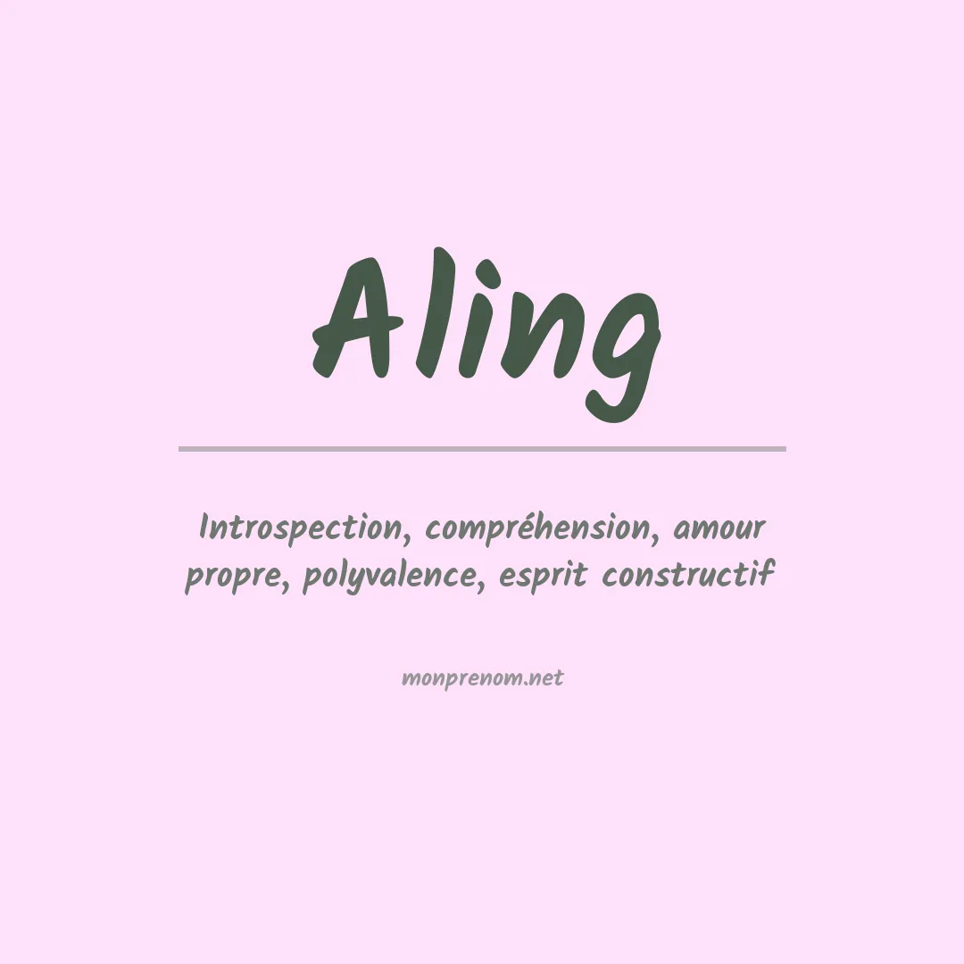 Signification du prénom Aling