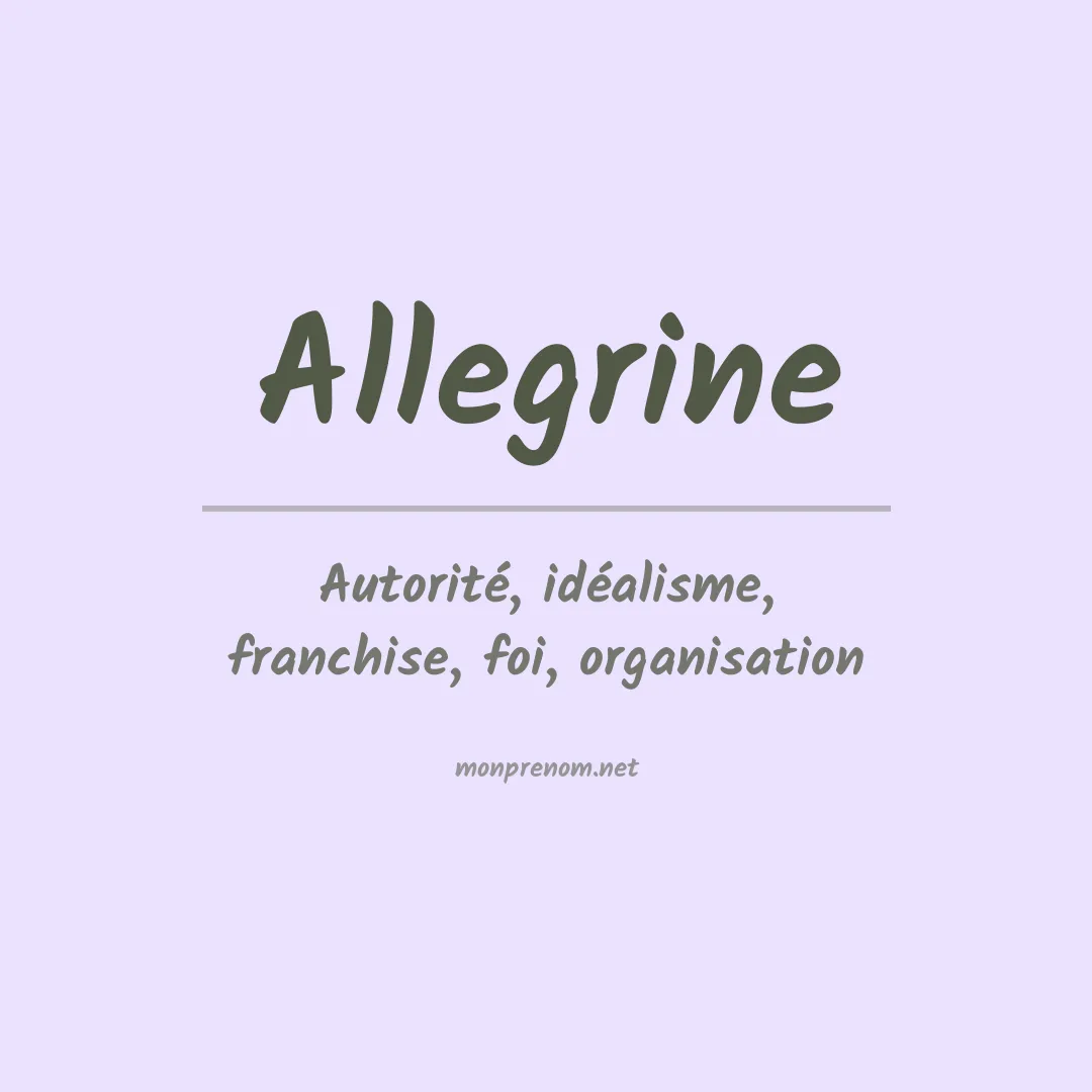 Signification du prénom Allegrine