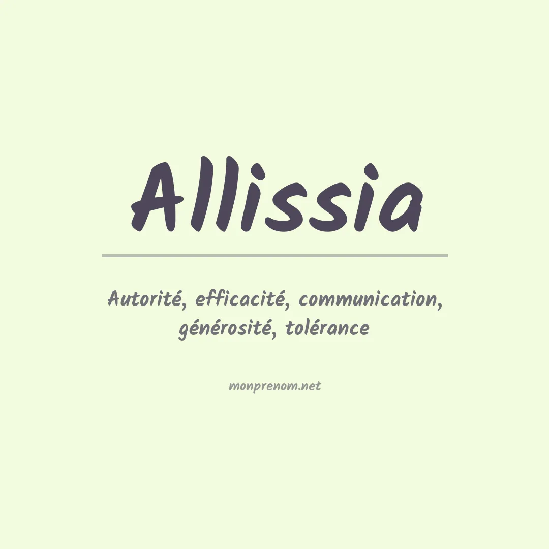 Signification du prénom Allissia