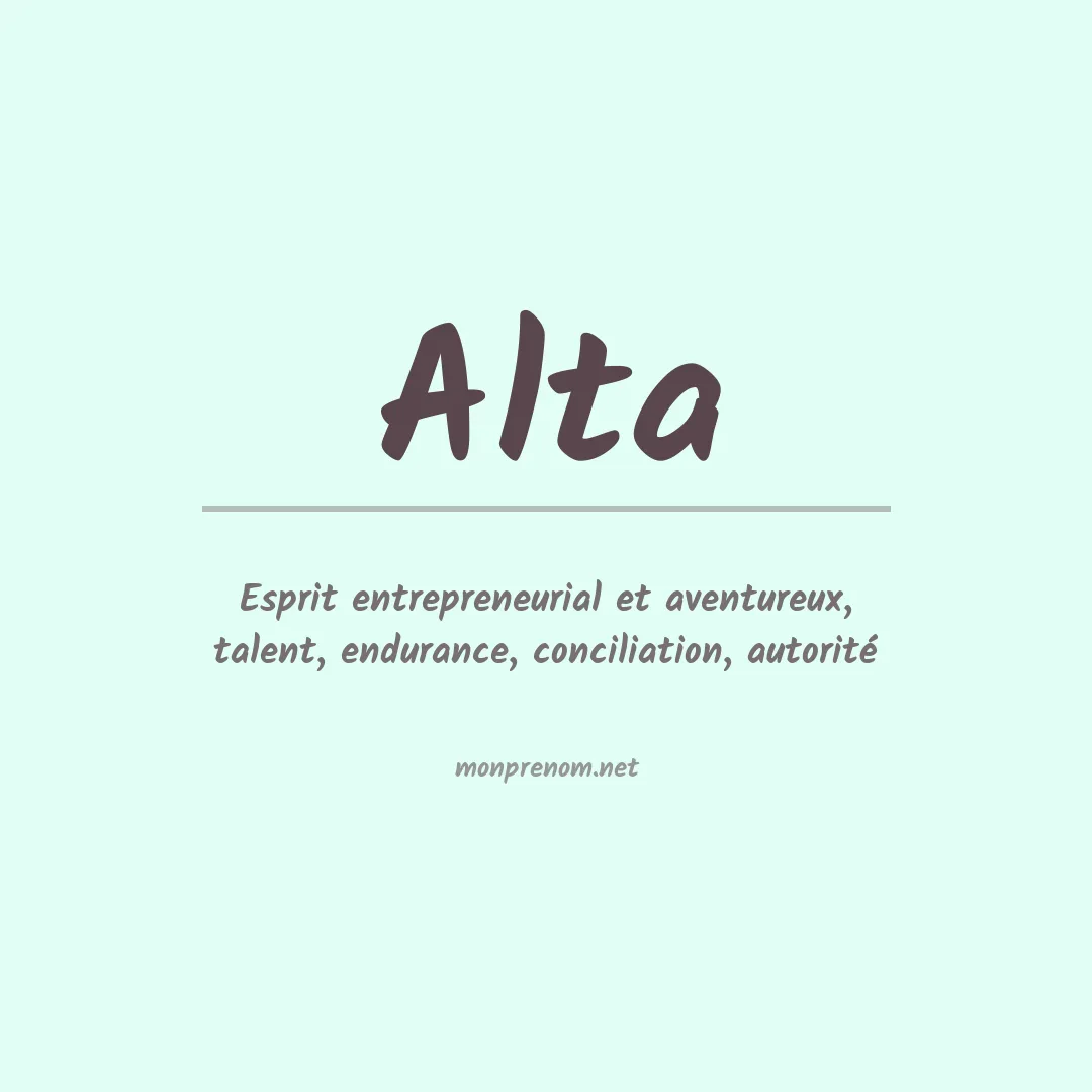 Signification du prénom Alta