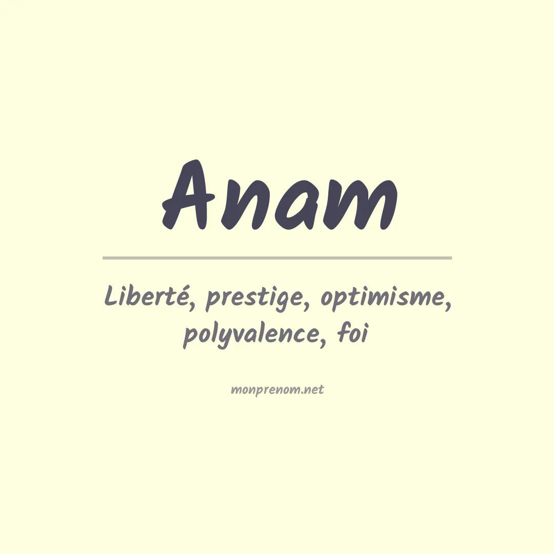 Signification du prénom Anam