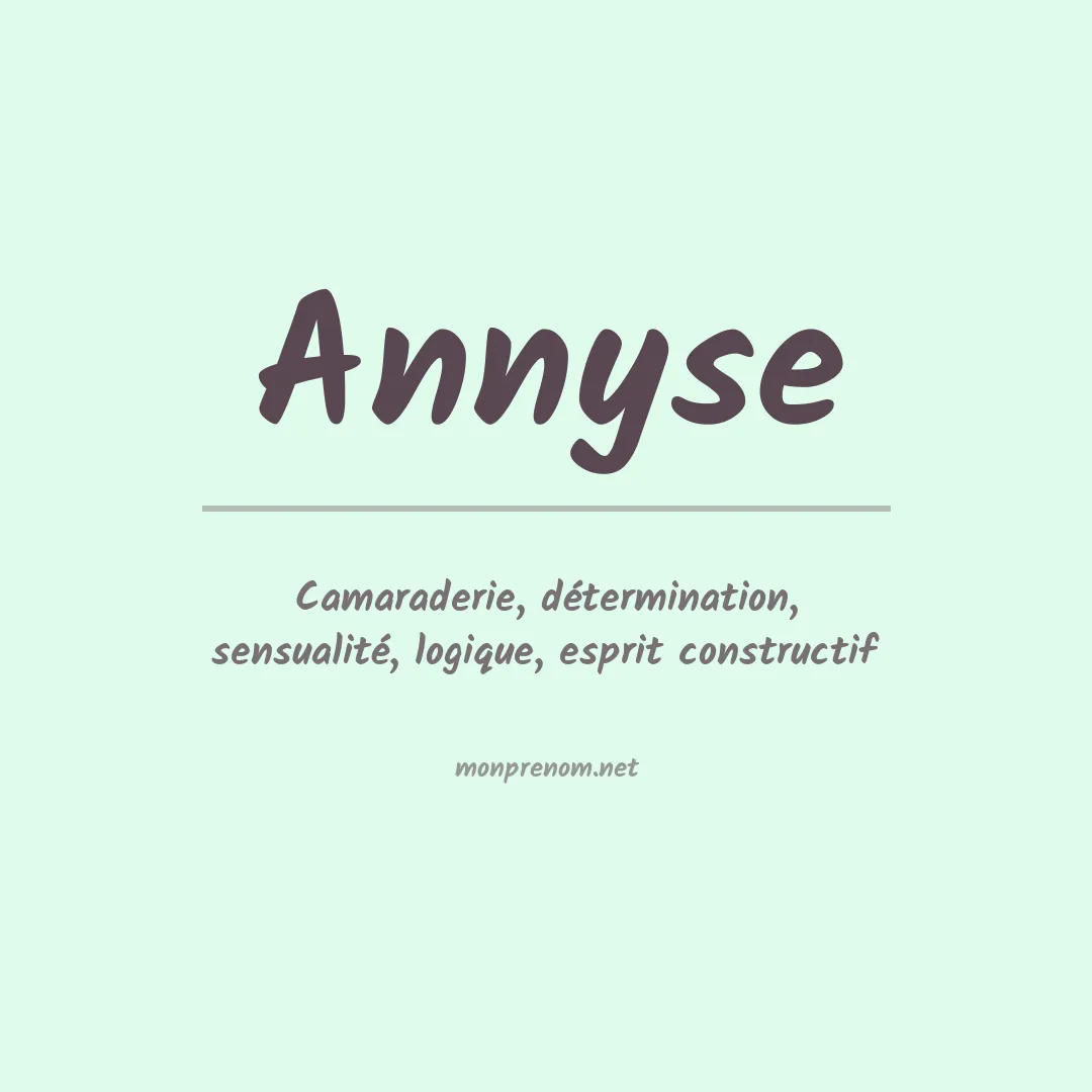 Signification du prénom Annyse