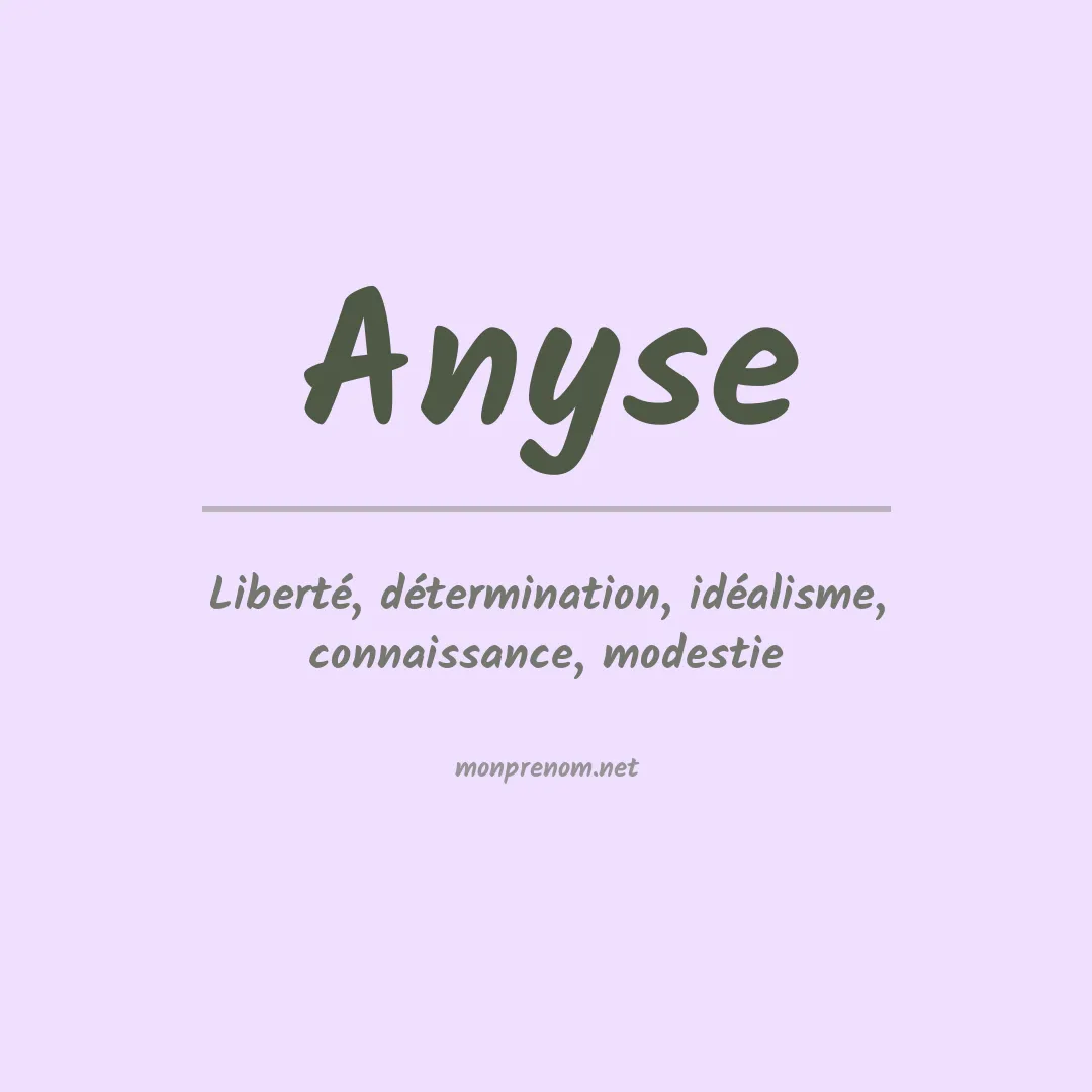 Signification du prénom Anyse