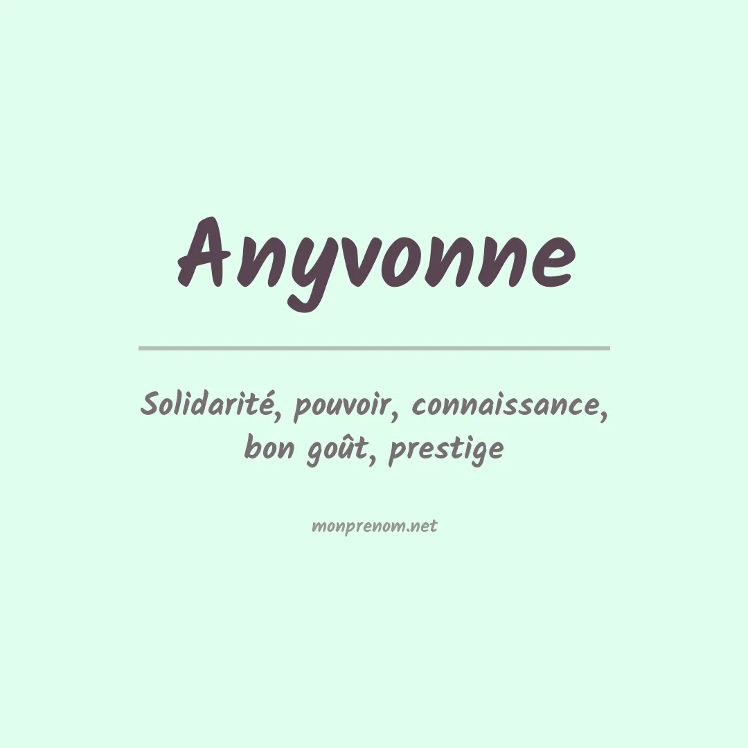 Signification du prénom Anyvonne