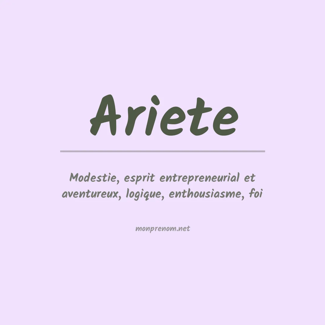 Signification du prénom Ariete