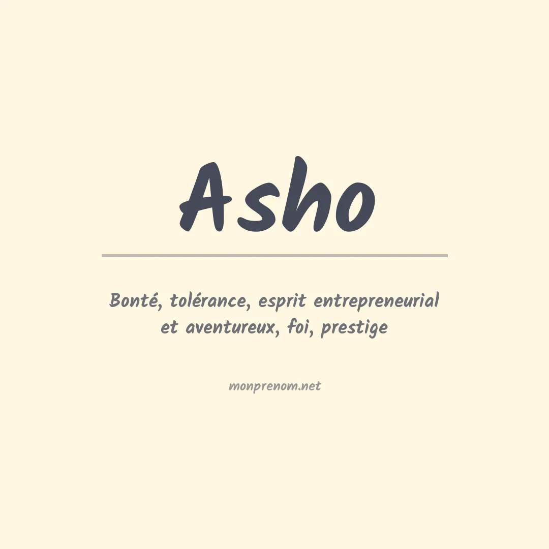 Signification du prénom Asho