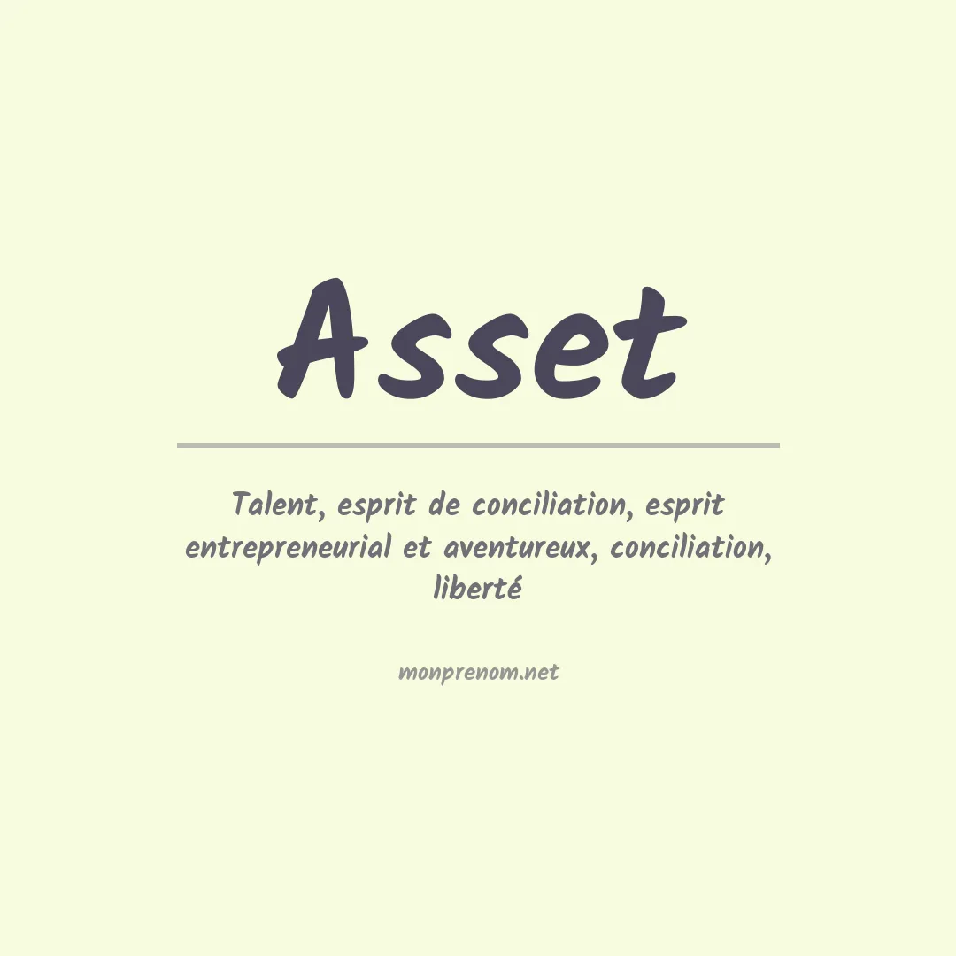 Signification du prénom Asset