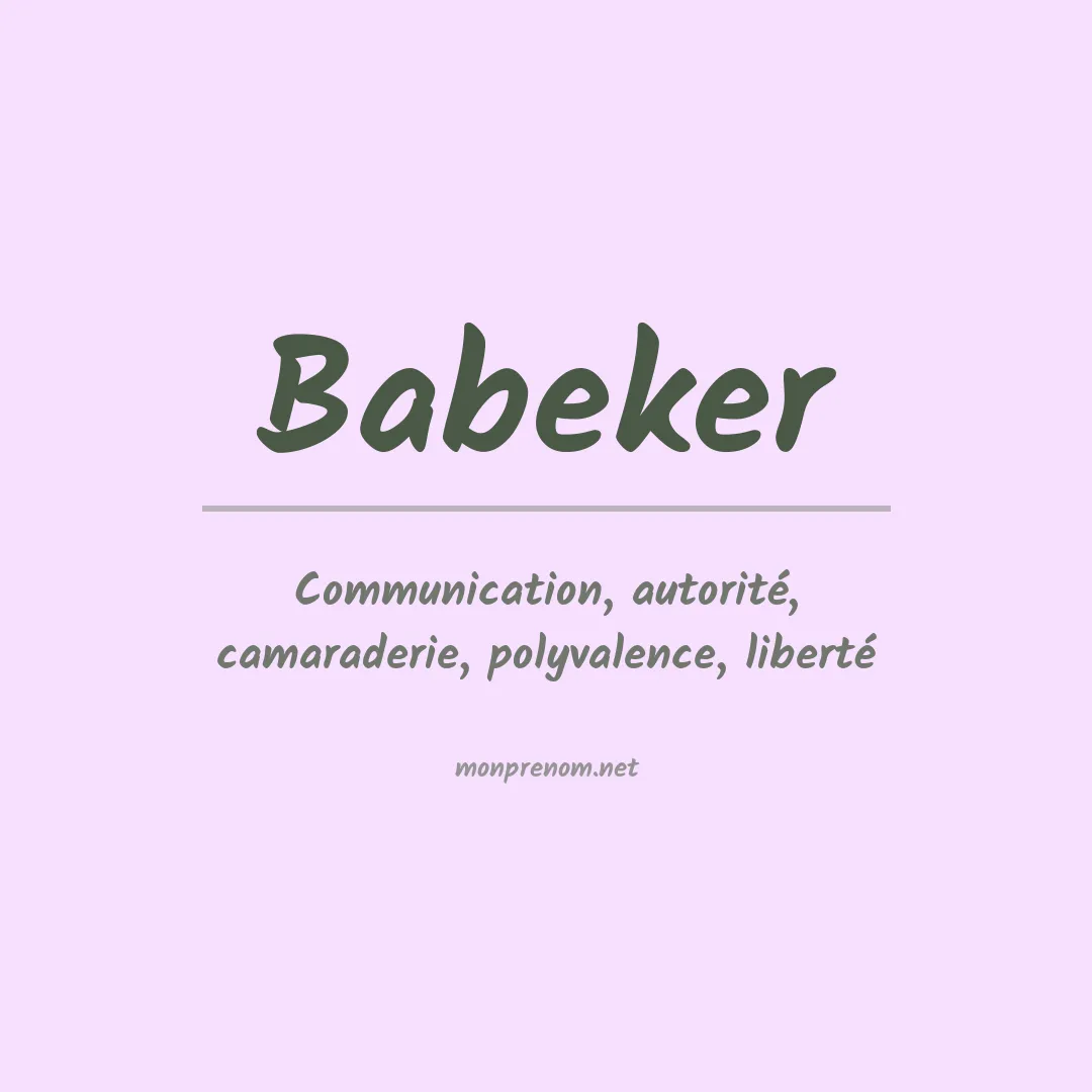 Signification du prénom Babeker