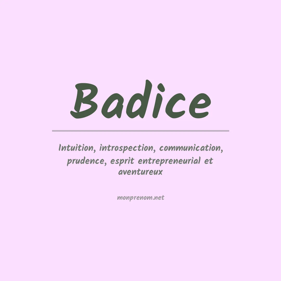 Signification du prénom Badice