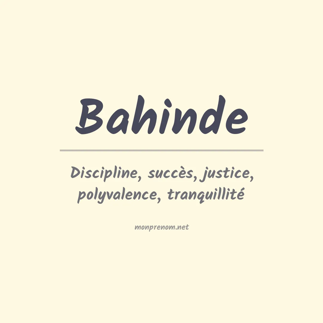 Signification du prénom Bahinde
