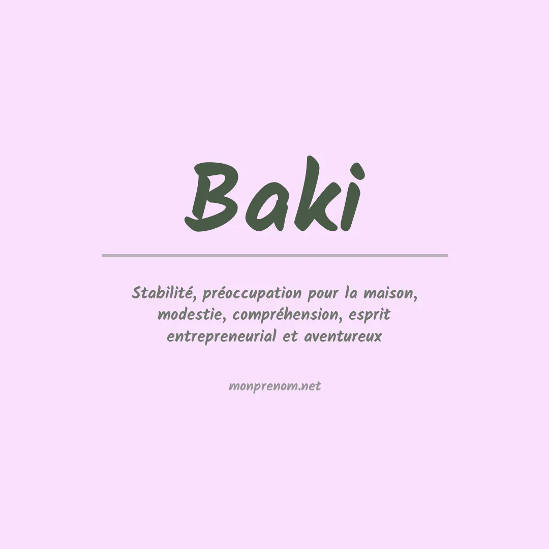 Signification du prénom Baki
