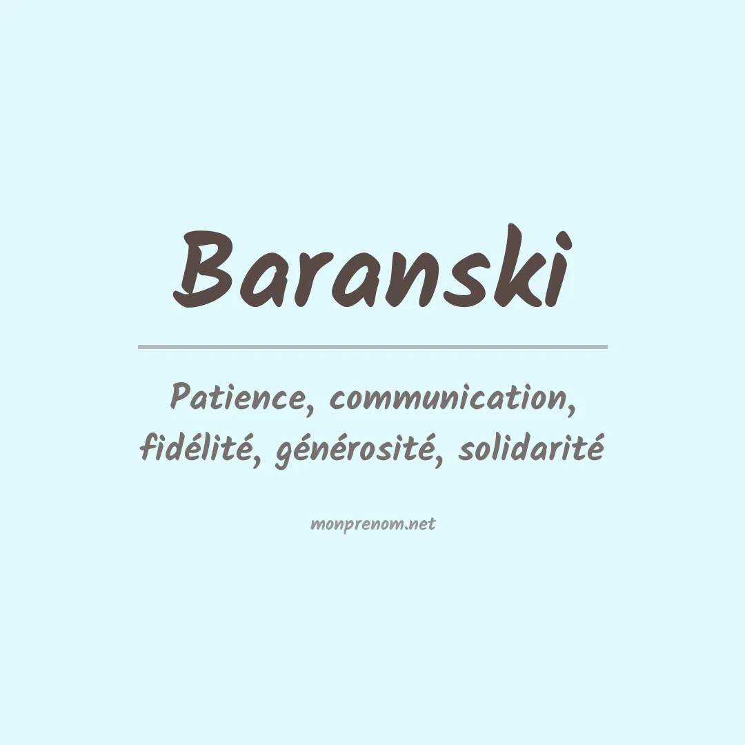 Signification du prénom Baranski