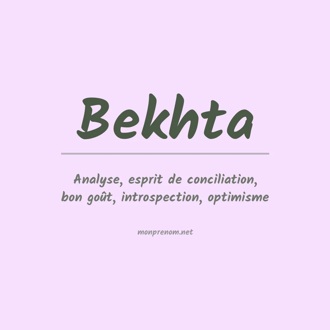 Signification du prénom Bekhta