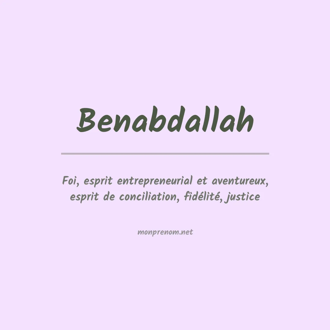 Signification du prénom Benabdallah