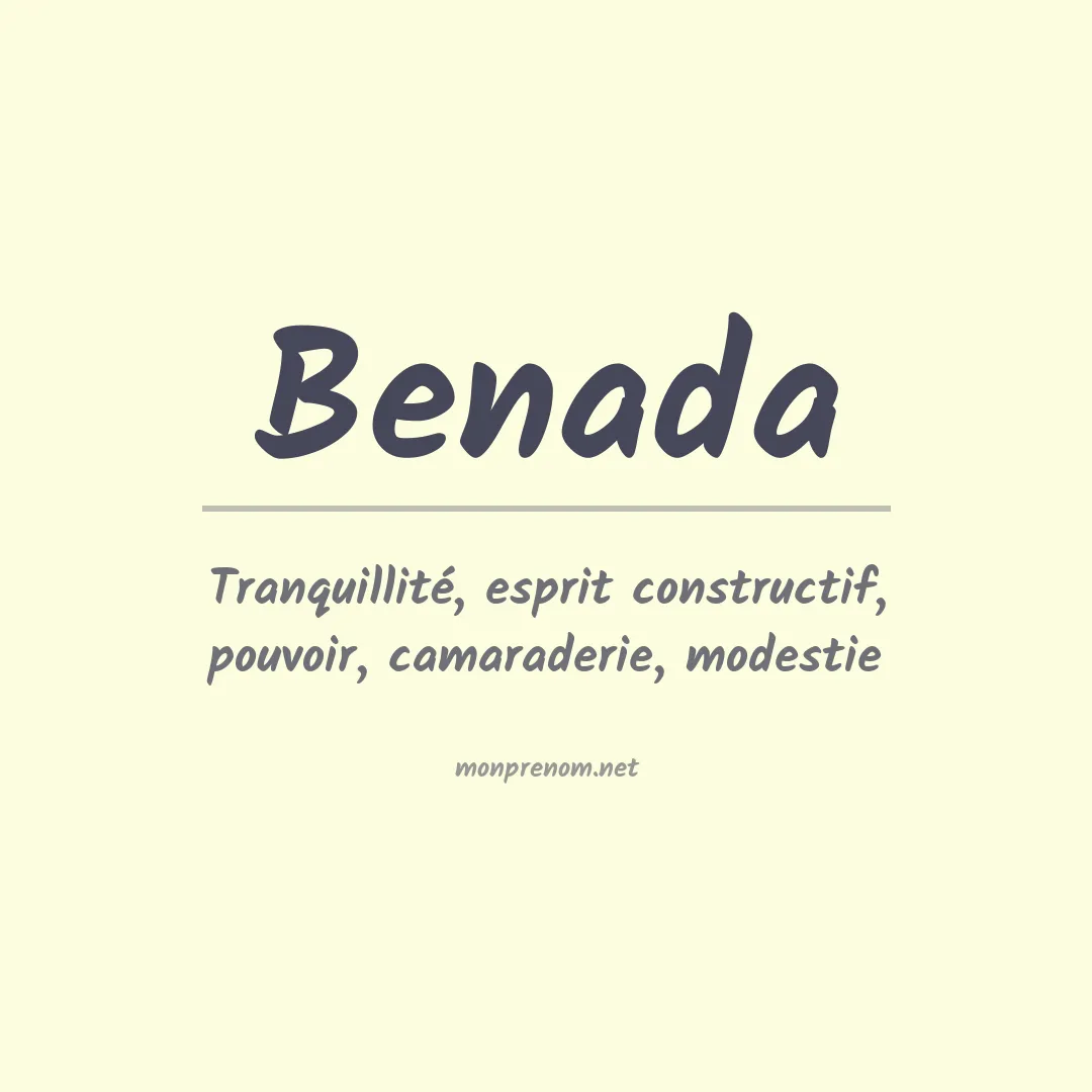 Signification du prénom Benada