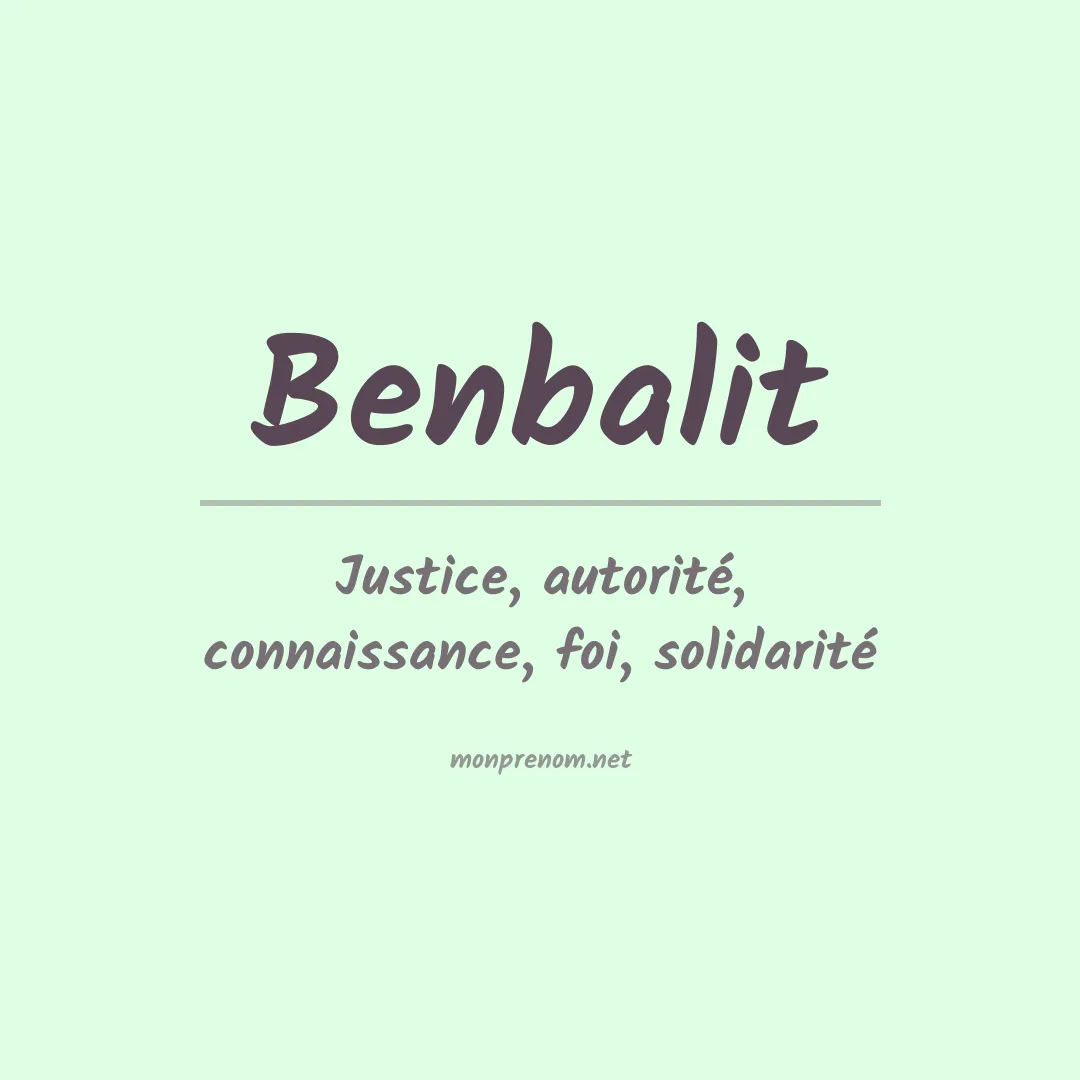 Signification du prénom Benbalit