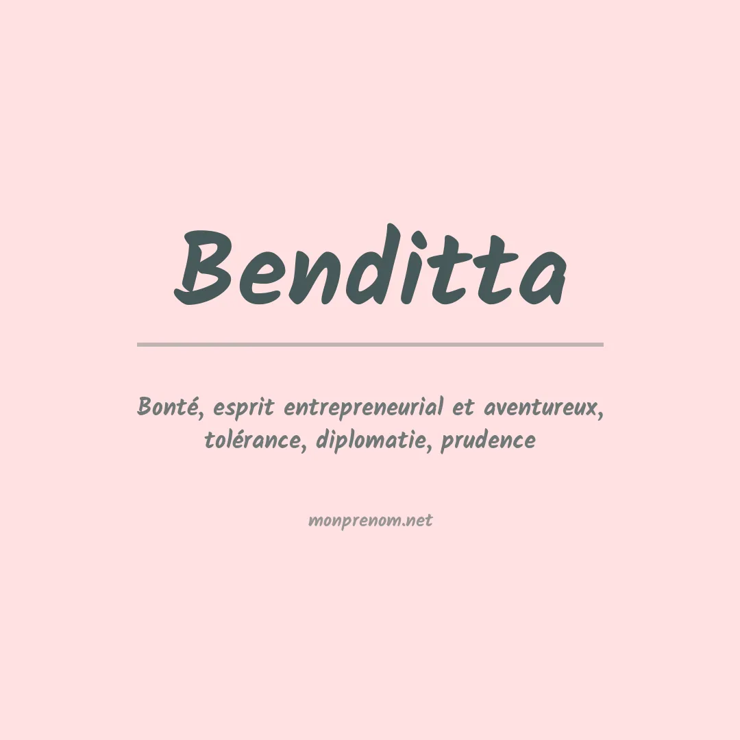 Signification du prénom Benditta