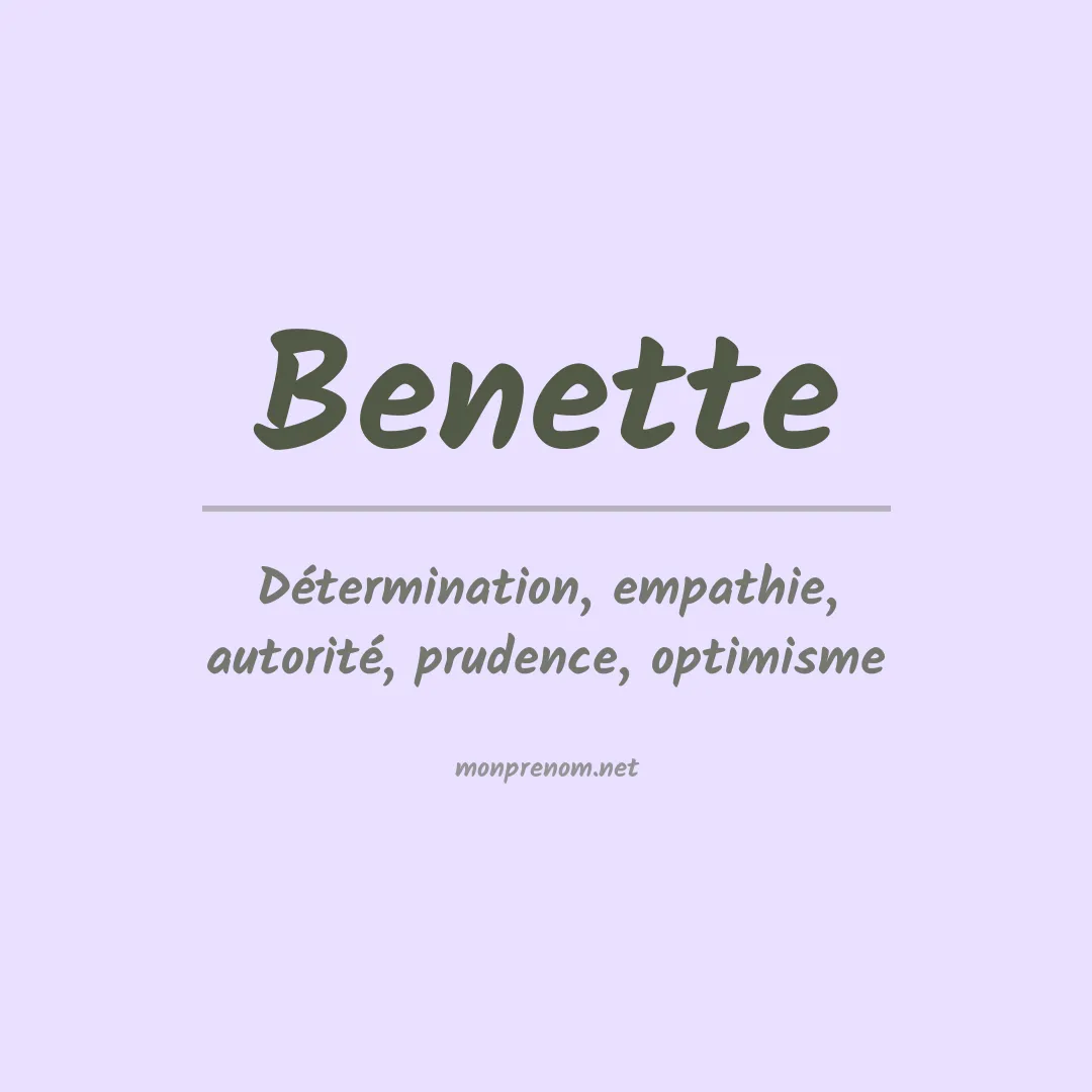 Signification du prénom Benette