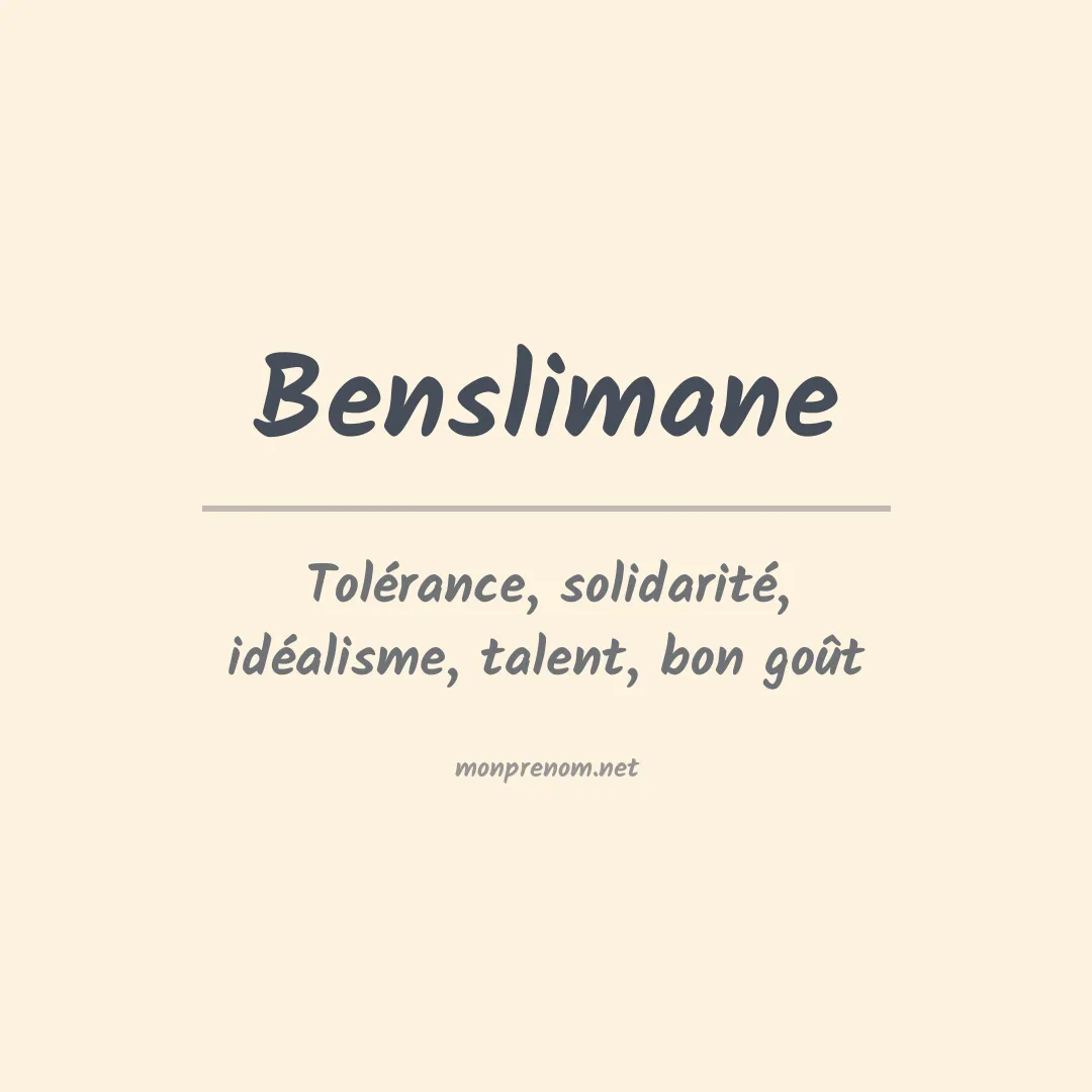 Signification du prénom Benslimane