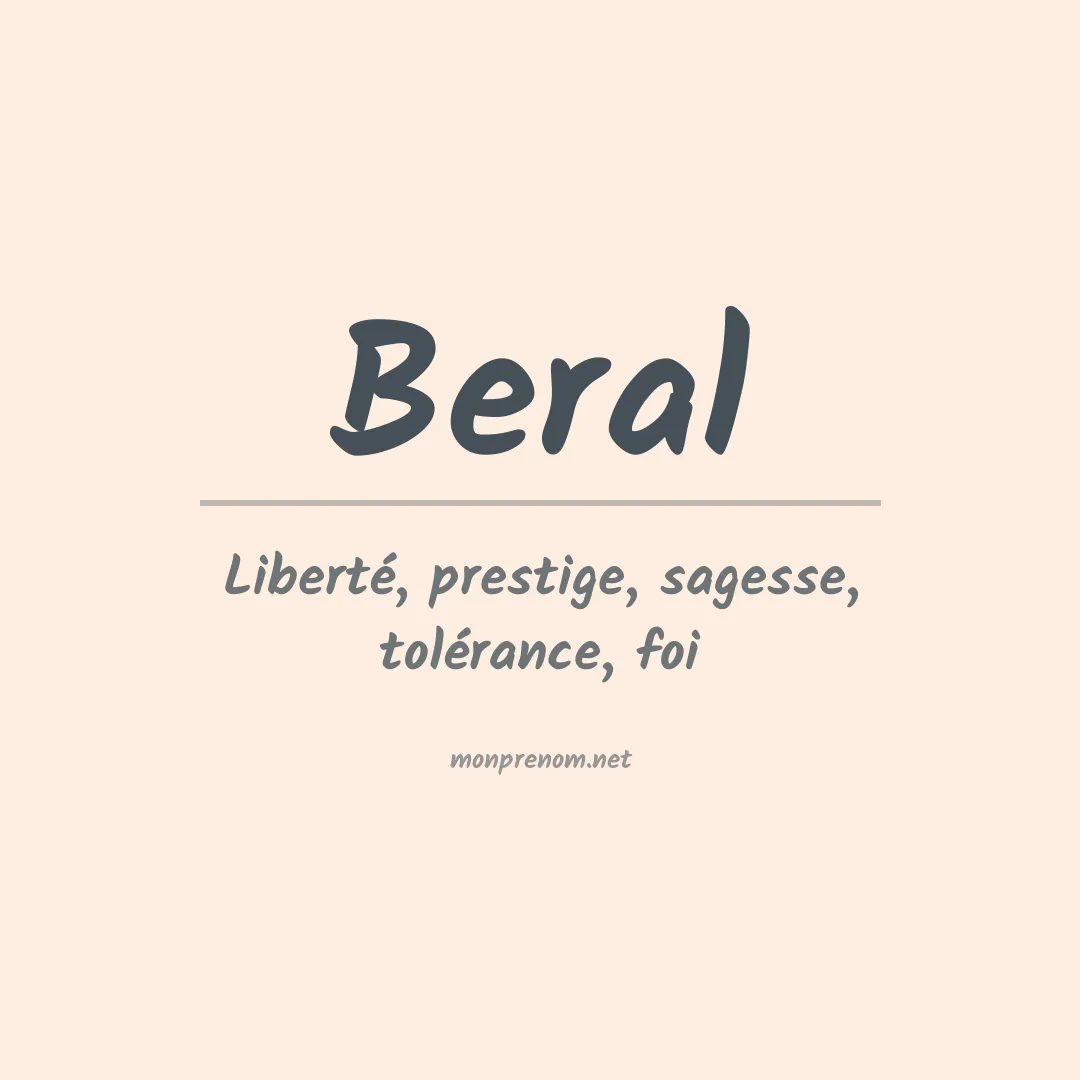 Signification du prénom Beral
