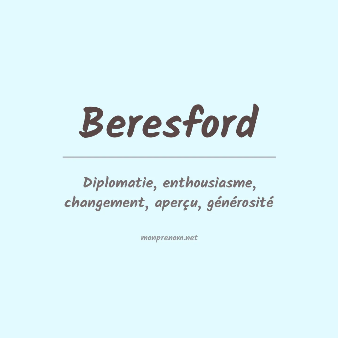 Signification du prénom Beresford