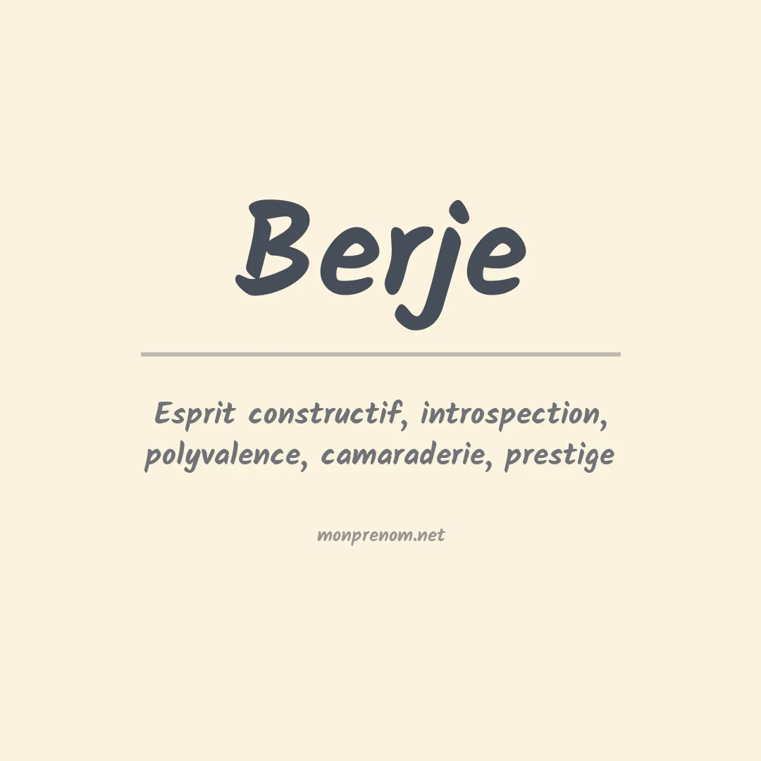 Signification du prénom Berje