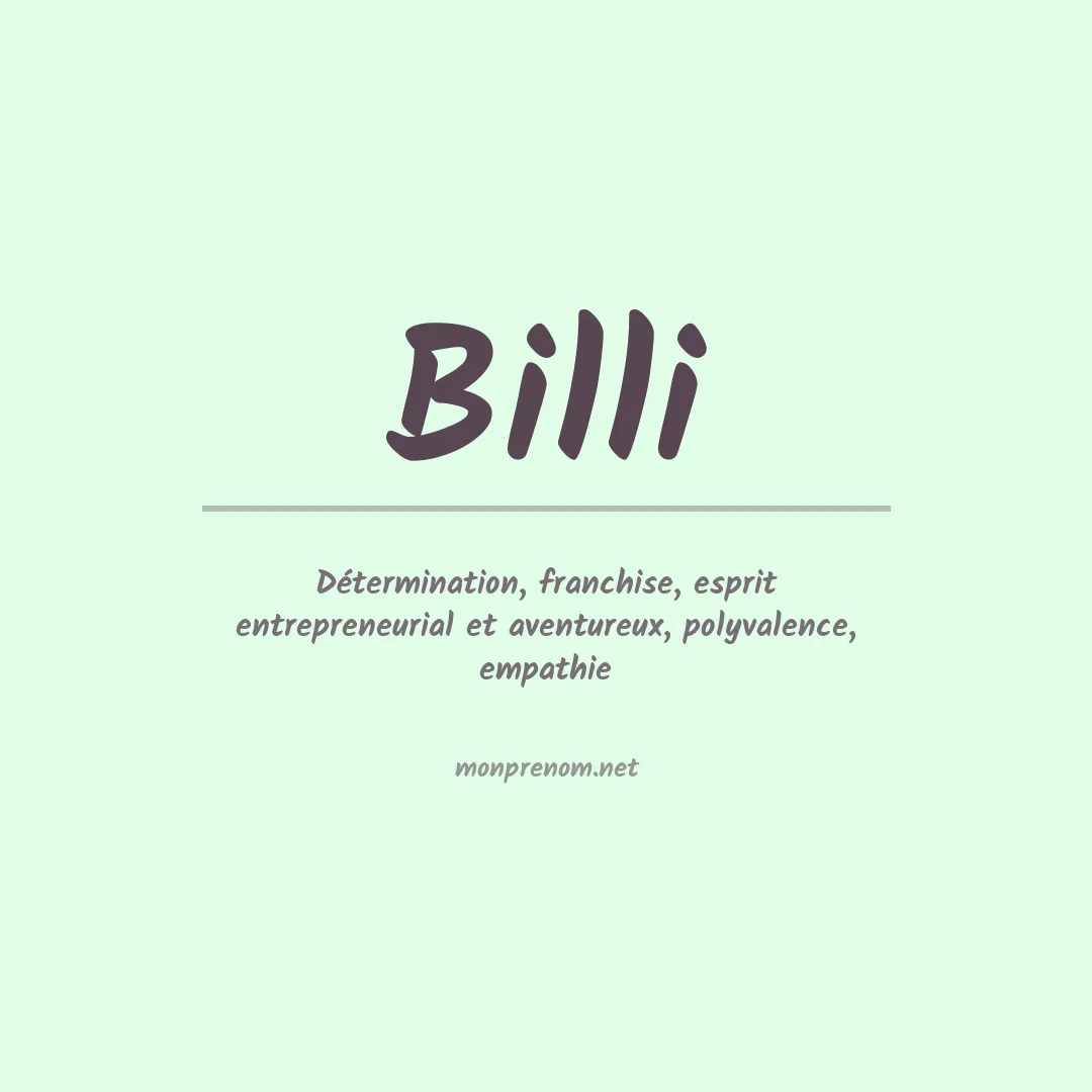 Signification du prénom Billi
