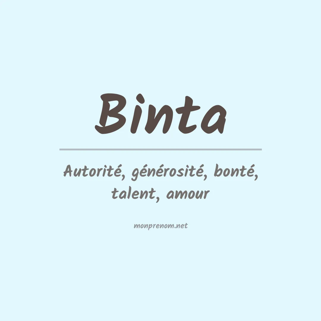Signification du prénom Binta