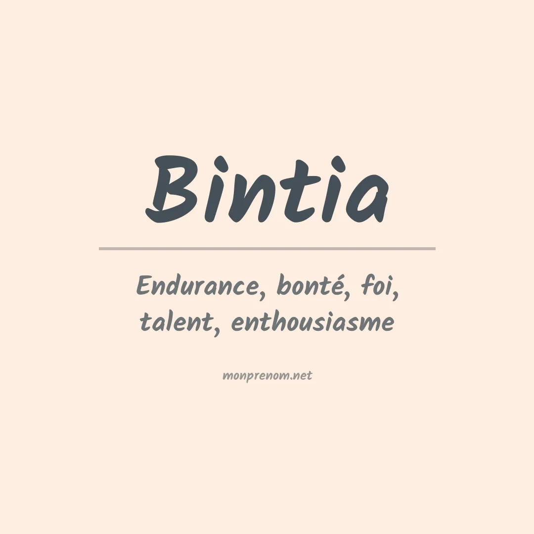 Signification du prénom Bintia