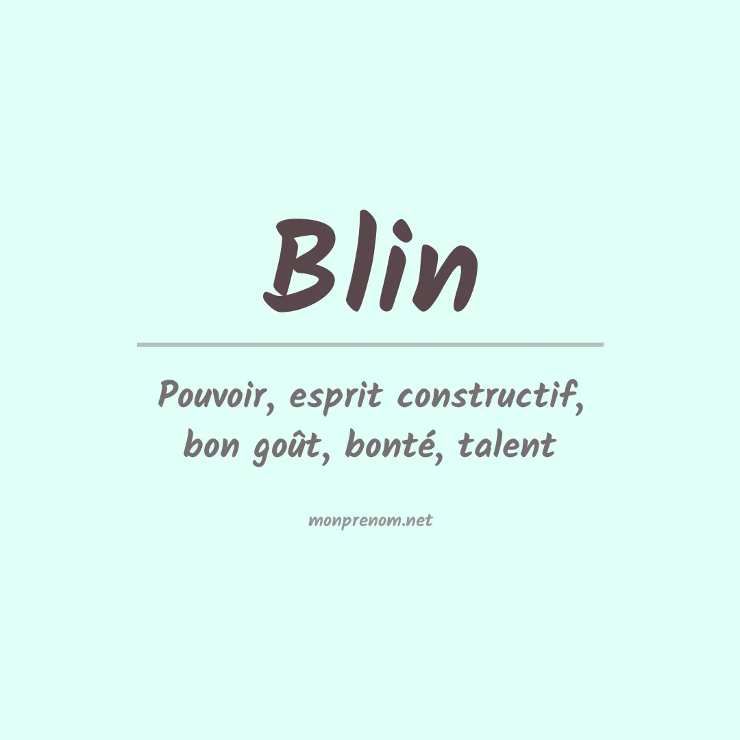 Signification du prénom Blin