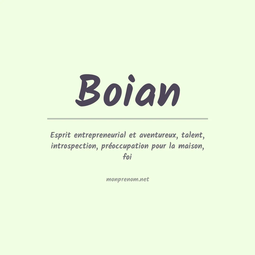 Signification du prénom Boian
