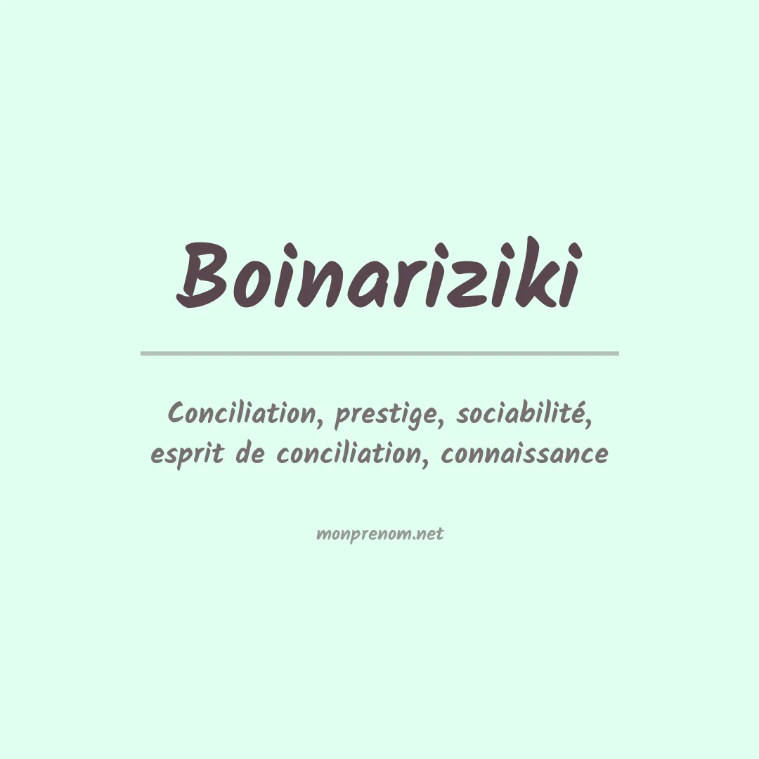 Signification du prénom Boinariziki