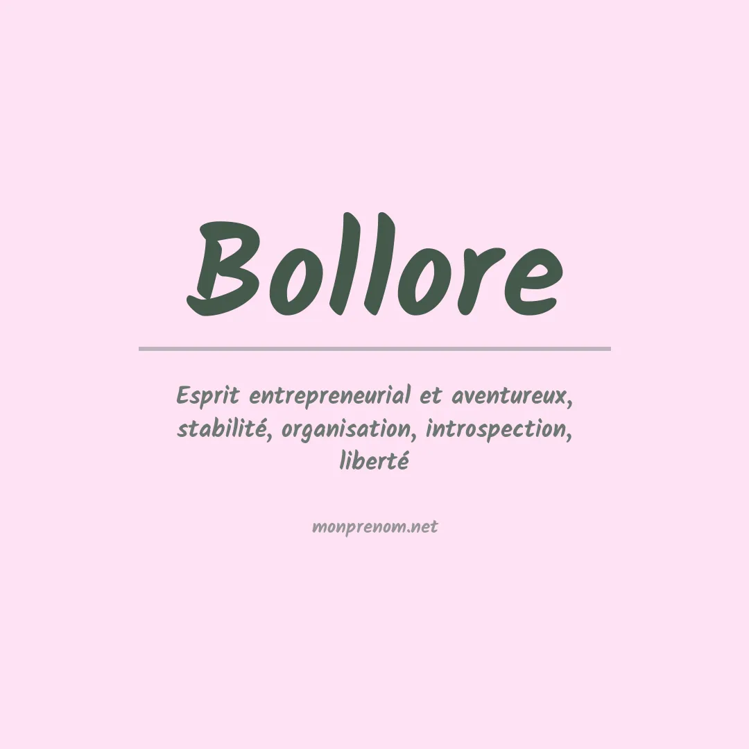 Signification du prénom Bollore