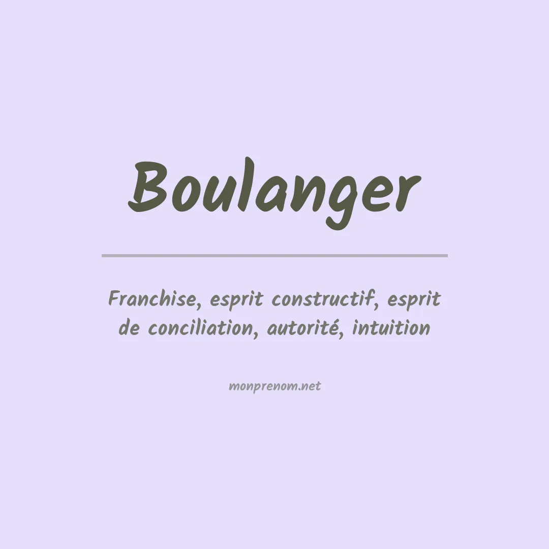 Signification du prénom Boulanger