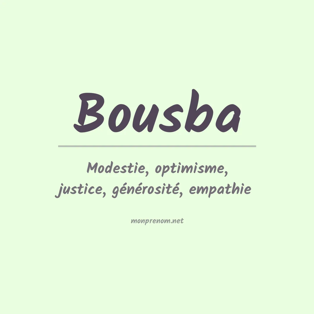 Signification du prénom Bousba