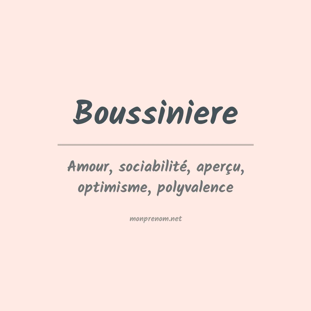 Signification du prénom Boussiniere