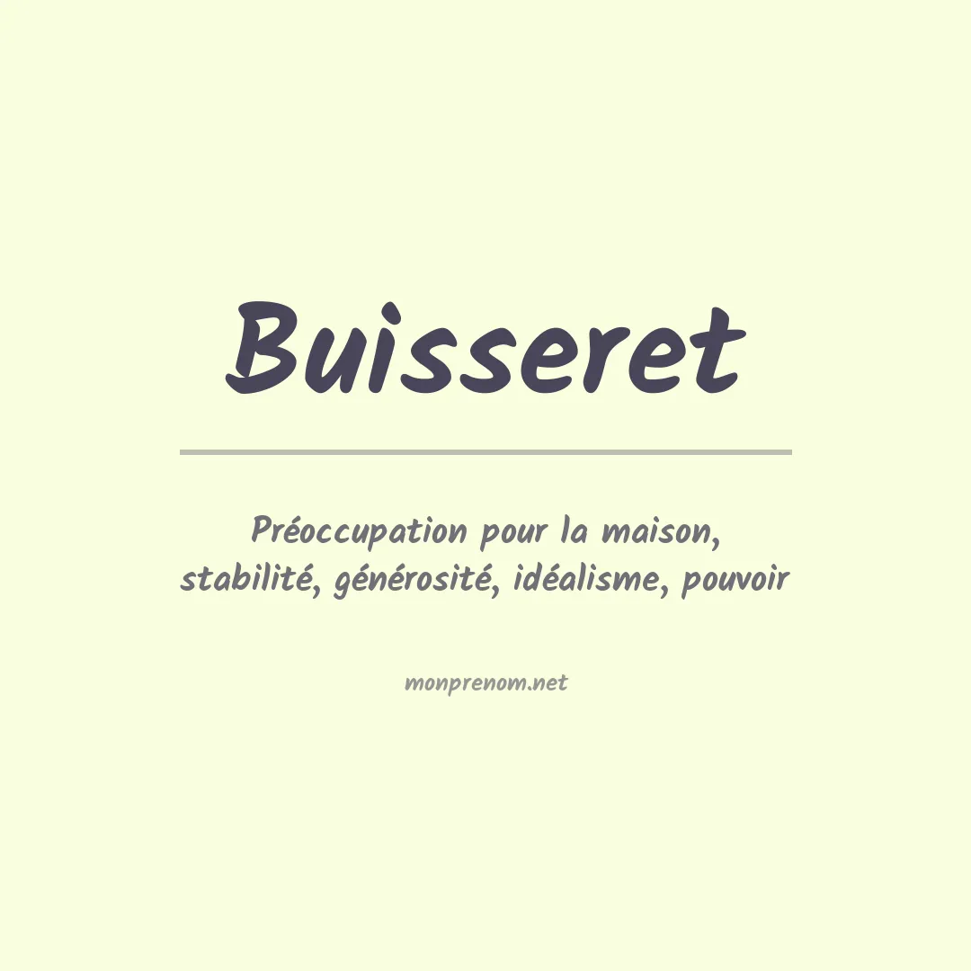 Signification du prénom Buisseret