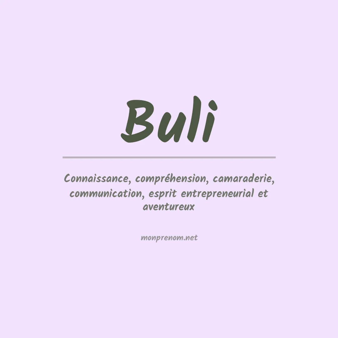 Signification du prénom Buli